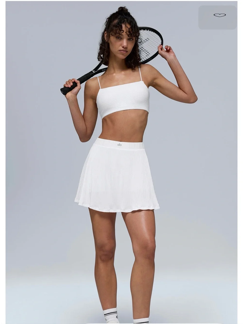 ALO Yoga White Pleated Circle Skirt